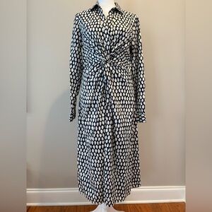 Haute Rogue Long Sleeve Cotton Dress Womens Small Blue/White *Like New